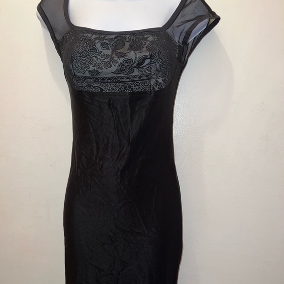 Cesar Arellanes Partially Mesh Split Black Midi Dress - Picture 7 of 7